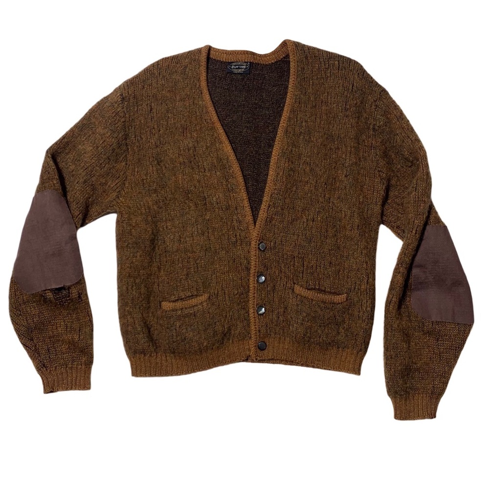 Puritan Brown Cardigan Sweater with Classic Knit Design